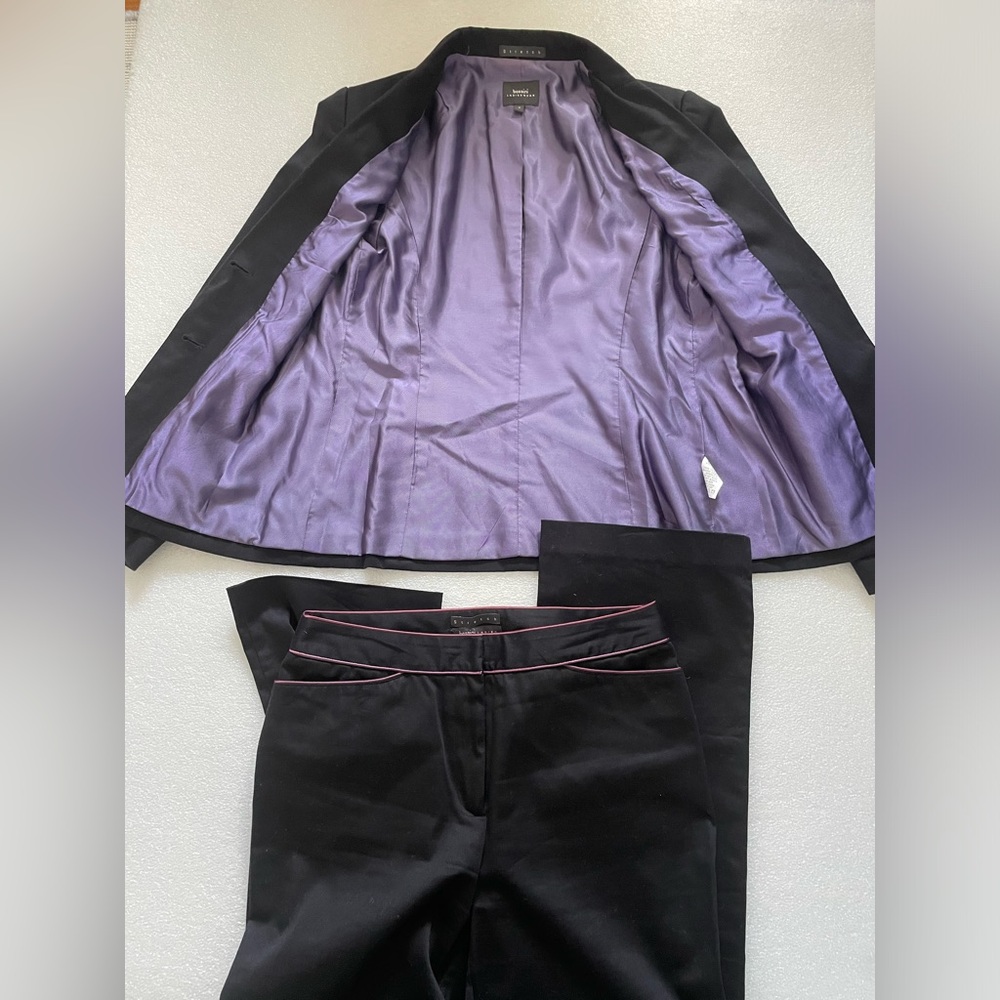 Bossini Women’s Black Cotton Suit Jacket Blazer Coat Pants Women's Sz XS/S/7 - Picture 6 of 16